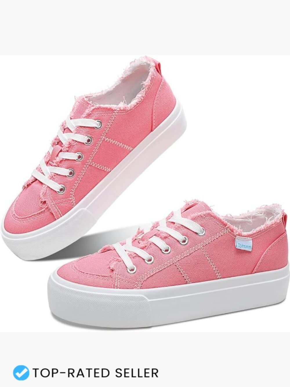 Women Platform Canvas Sneakers White Casual Lift Lace Up Shoes Cute Low Top